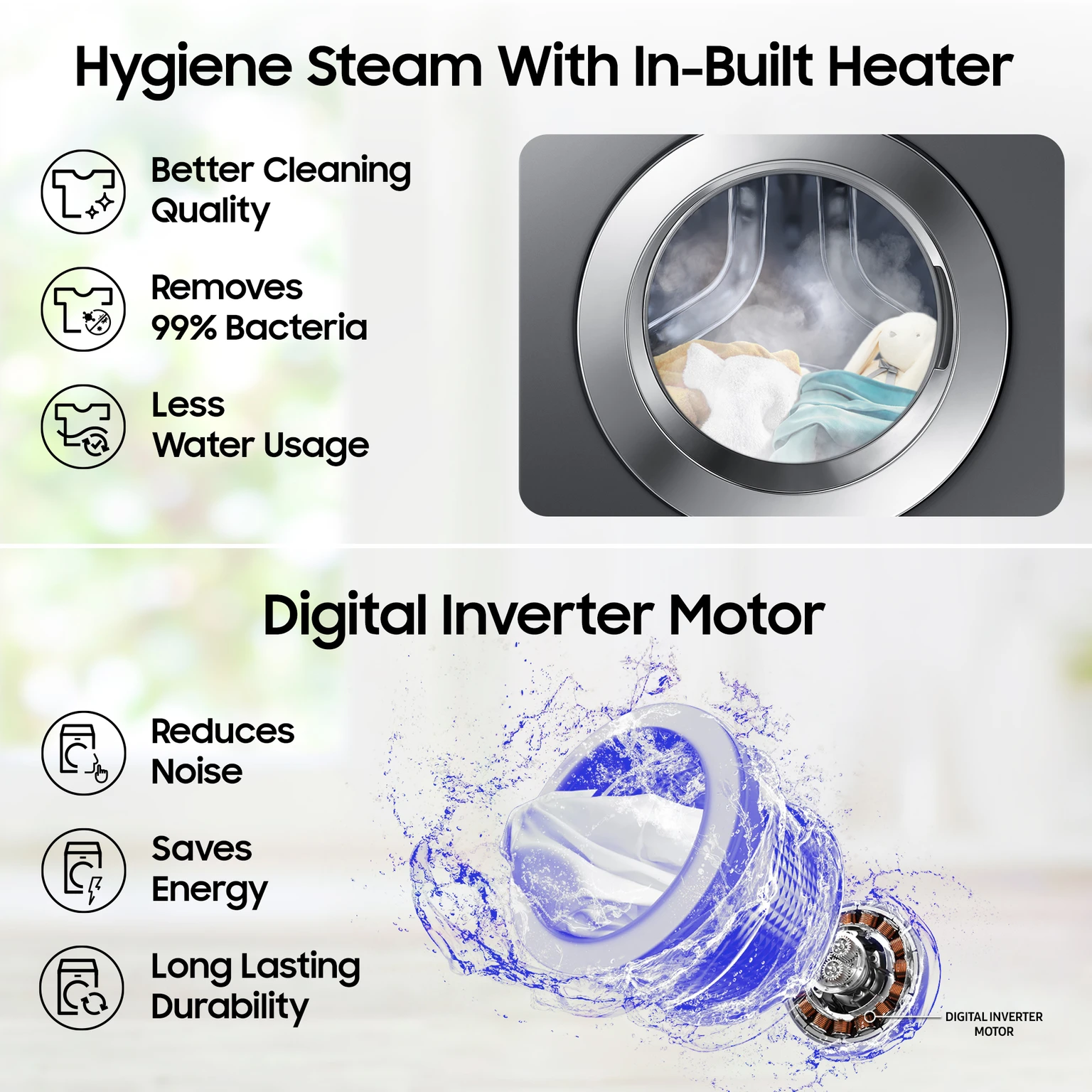 Samsung 7 kg 5 star, Hygiene Steam Digital Inverter Fully Automatic Front Load with In-built Heater Grey